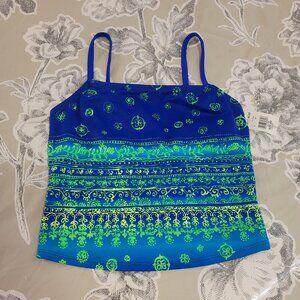 Blue/Green Tankini Top Size 12/Medium NWT
